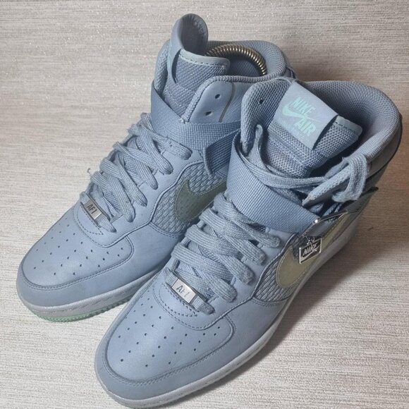 Nike Air Lunar Force 1 Size 8 Sky High Wedge Sneakers Gray Green Leather - Picture 1 of 15